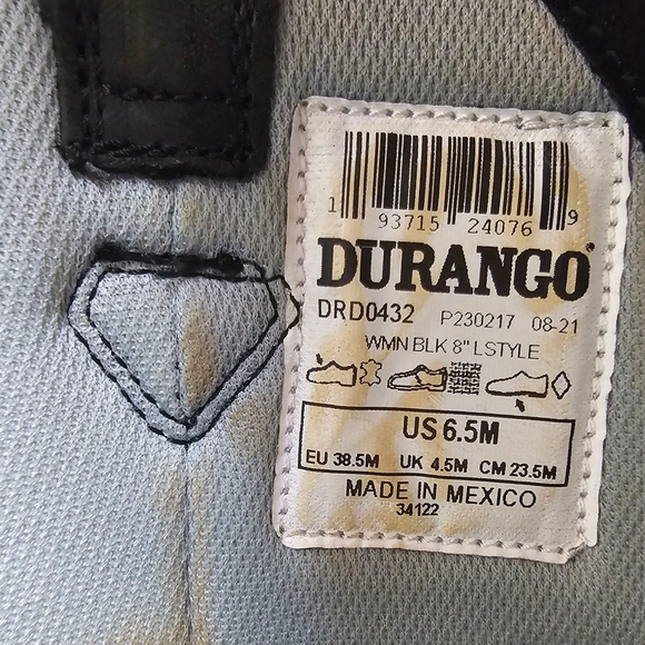 Durango Women's Crush Black Leather Pointed Snip Toe Cowboy Boots Rodeo Size 6.5 - Picture 13 of 14